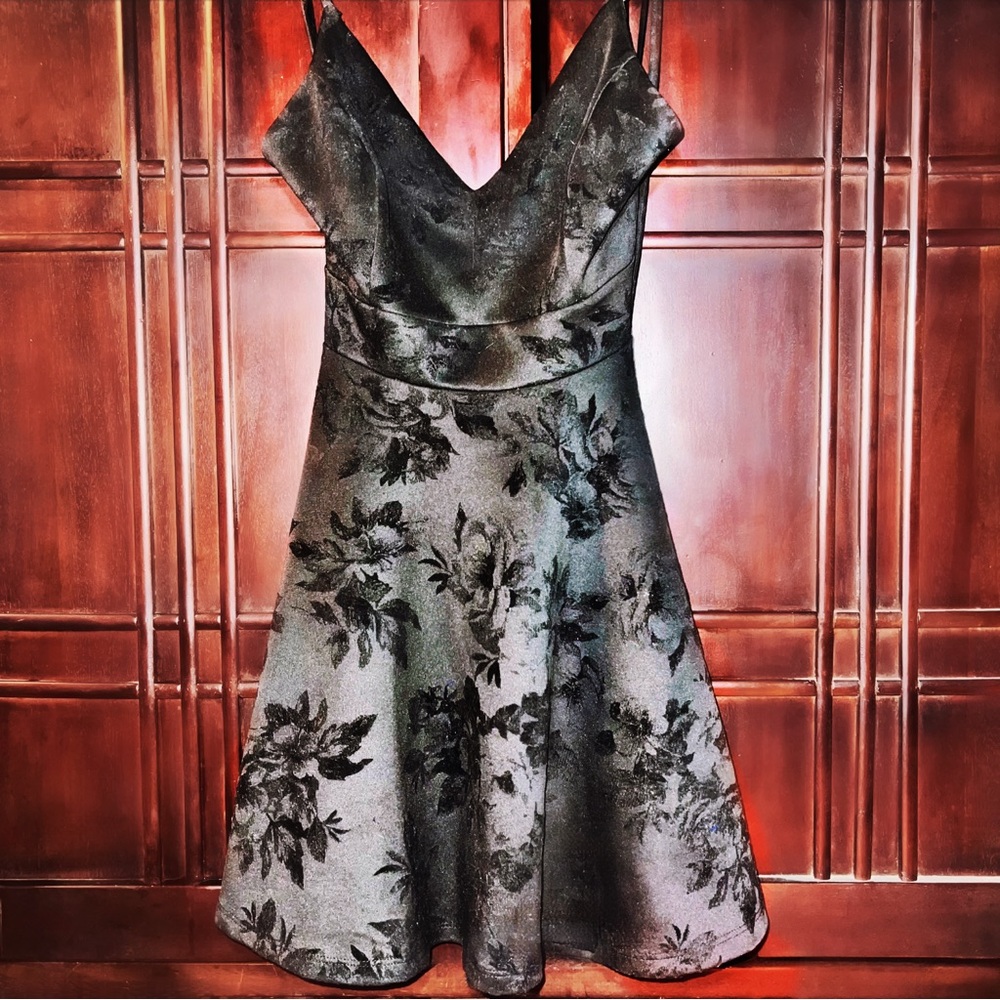 Black Floral skater hoco Dress